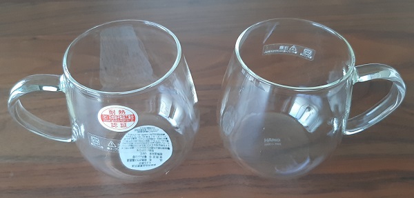 HARIO（ハリオ）の耐熱ガラスのマグカップ